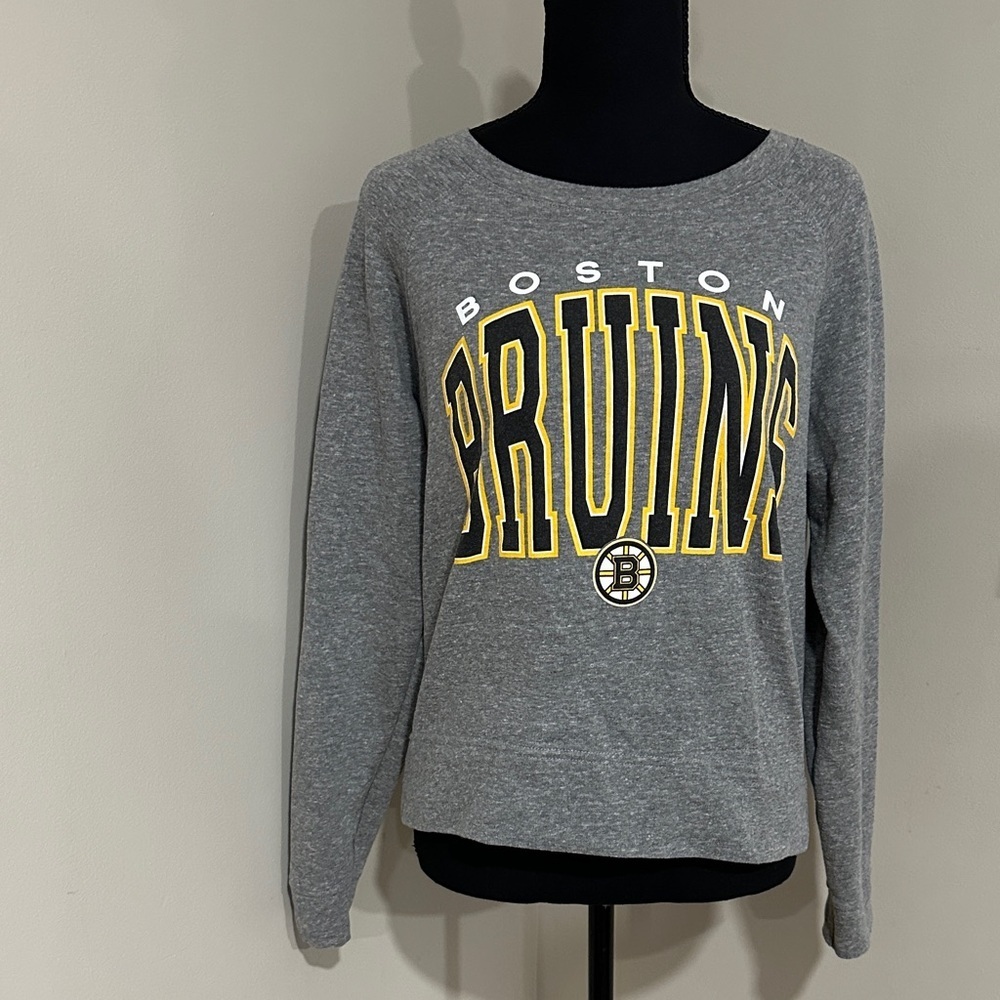 *BOSTON BRUINS* Gray x Yellow Hockey Team Long Sleeve Sweatshirt Size Small